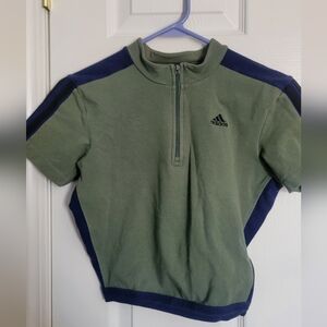 Adidas Olive and Navy Crop Top